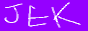 jek!! purple button with white text reading 'jek'